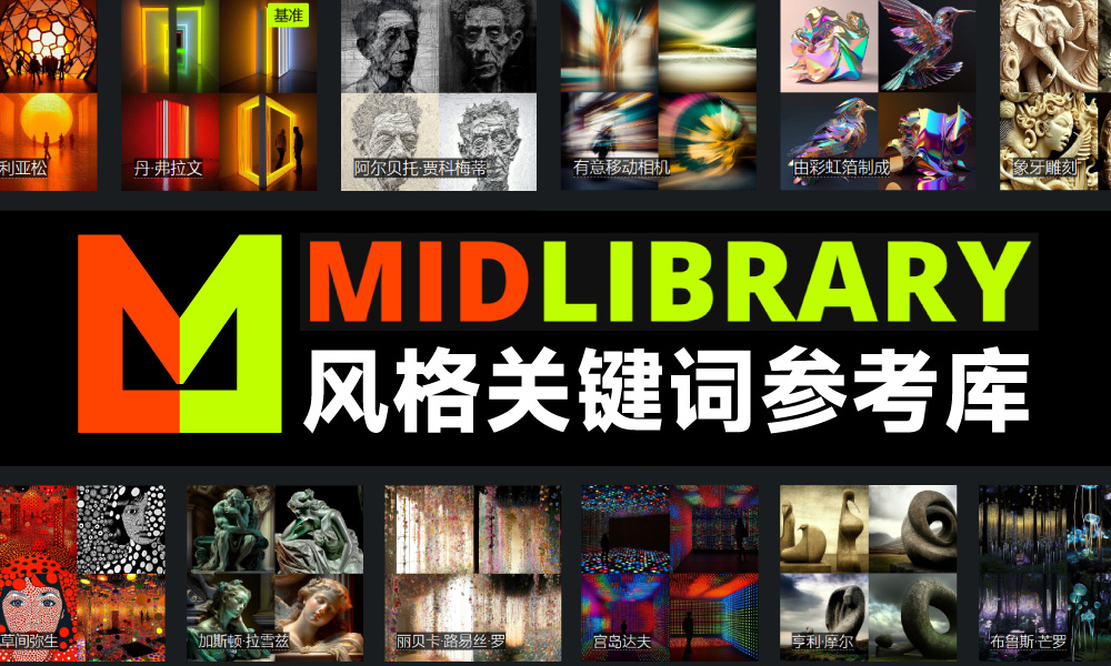 Midlibrary！收录 2000+ 风格关键词的Midjourney提示资源库